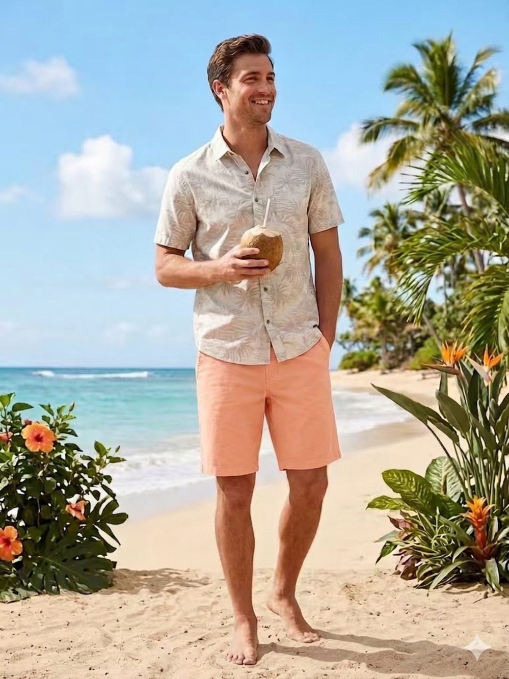 Men's Havana Jim 9” Casual Shorts in Coral
